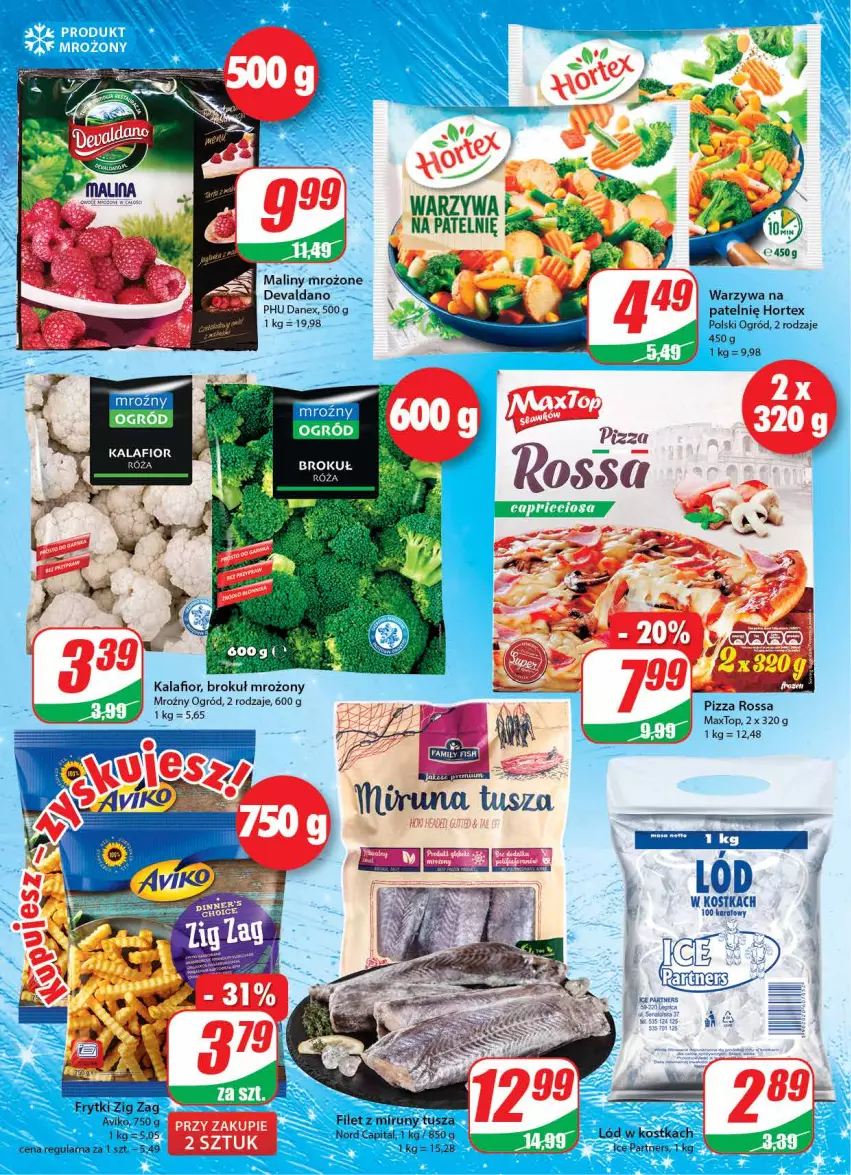 Gazetka promocyjna Dino - Gazetka - ważna 28.04 do 04.05.2021 - strona 8 - produkty: Frytki, Hortex, Kalafior, Maliny, Ogród, Pizza, Róża, Top, Tusz