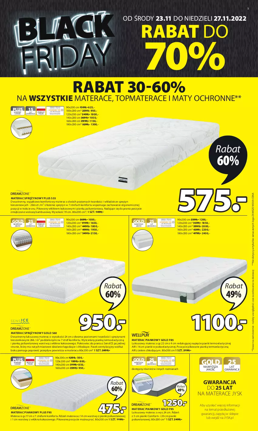 Gazetka promocyjna Jysk - Gazetka Black Friday - ważna 23.11 do 27.11.2022 - strona 6 - produkty: Fa, Kokos, Materac, Materac piankowy, Materac sprężynowy, Pasek, Pokrowiec, Sok, Tera, Top