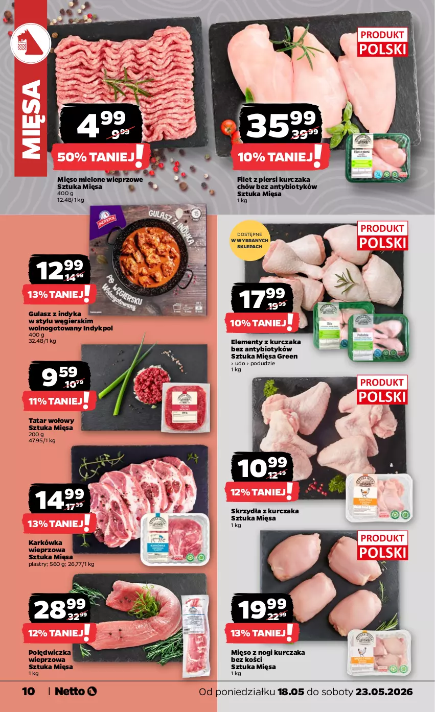 Gazetka promocyjna Netto - Od Poniedziałku - ważna 18.05 do 23.05.2026 - strona 10 - produkty: Filet z piersi kurczaka, Karkówka wieprzowa, Kurczak, Mięso, Mięso mielone, Polędwiczka wieprzowa, Tatar wołowy