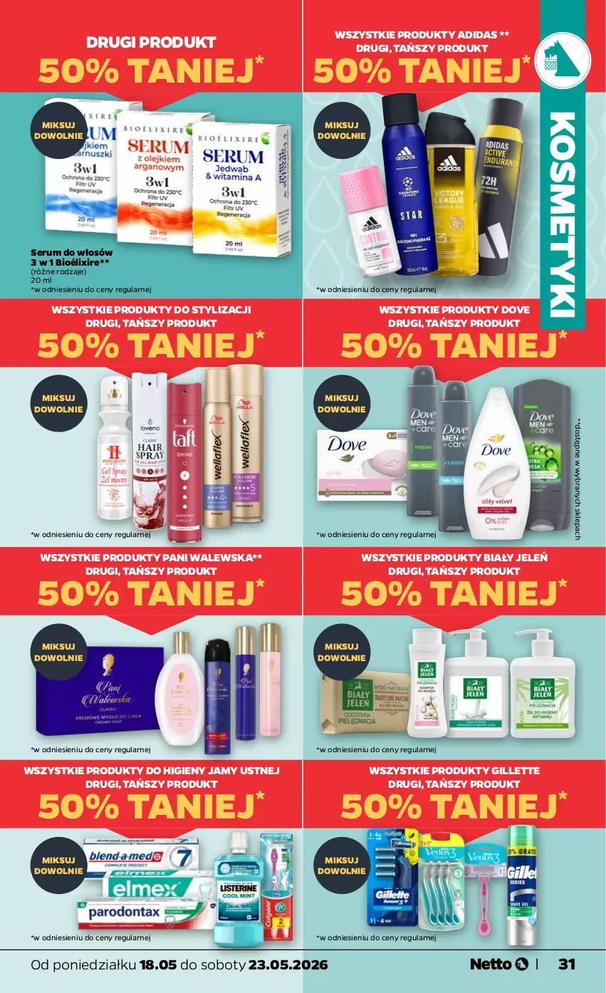 Gazetka promocyjna Netto - Od Poniedziałku - ważna 18.05 do 23.05.2026 - strona 31 - produkty: Adidas, Biały Jeleń, Dove, Gillette, Rum, Ser, Serum, Serum do włosów