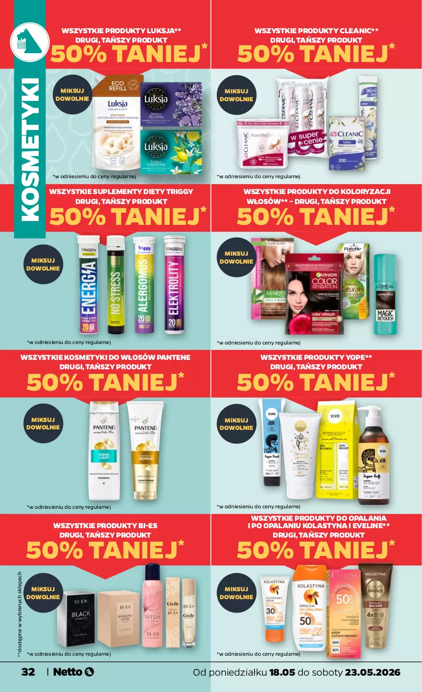 Gazetka promocyjna Netto - Od Poniedziałku - ważna 18.05 do 23.05.2026 - strona 32 - produkty: Cleanic, Eveline, Luksja, Pantene, Yope