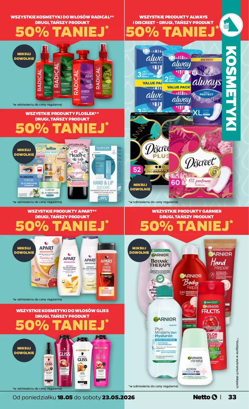 Gazetka promocyjna Netto - Od Poniedziałku - ważna 18.05 do 23.05.2026 - strona 33 - produkty: Always, Discreet, Garnier