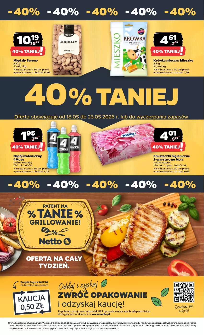 Gazetka promocyjna Netto - Od Poniedziałku - ważna 18.05 do 23.05.2026 - strona 37 - produkty: Chusteczki, Grill, Migdały, Mola, Napój, Napój izotoniczny, Ser