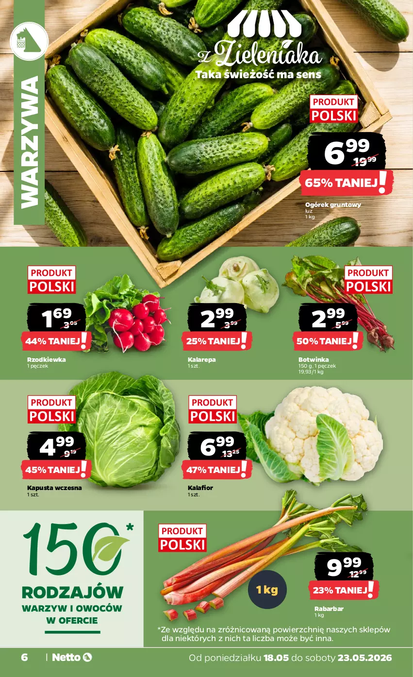 Gazetka promocyjna Netto - Od Poniedziałku - ważna 18.05 do 23.05.2026 - strona 6 - produkty: Grunt, Inka, Kalafior, Ogórek, Rzodkiewka, Warzywa