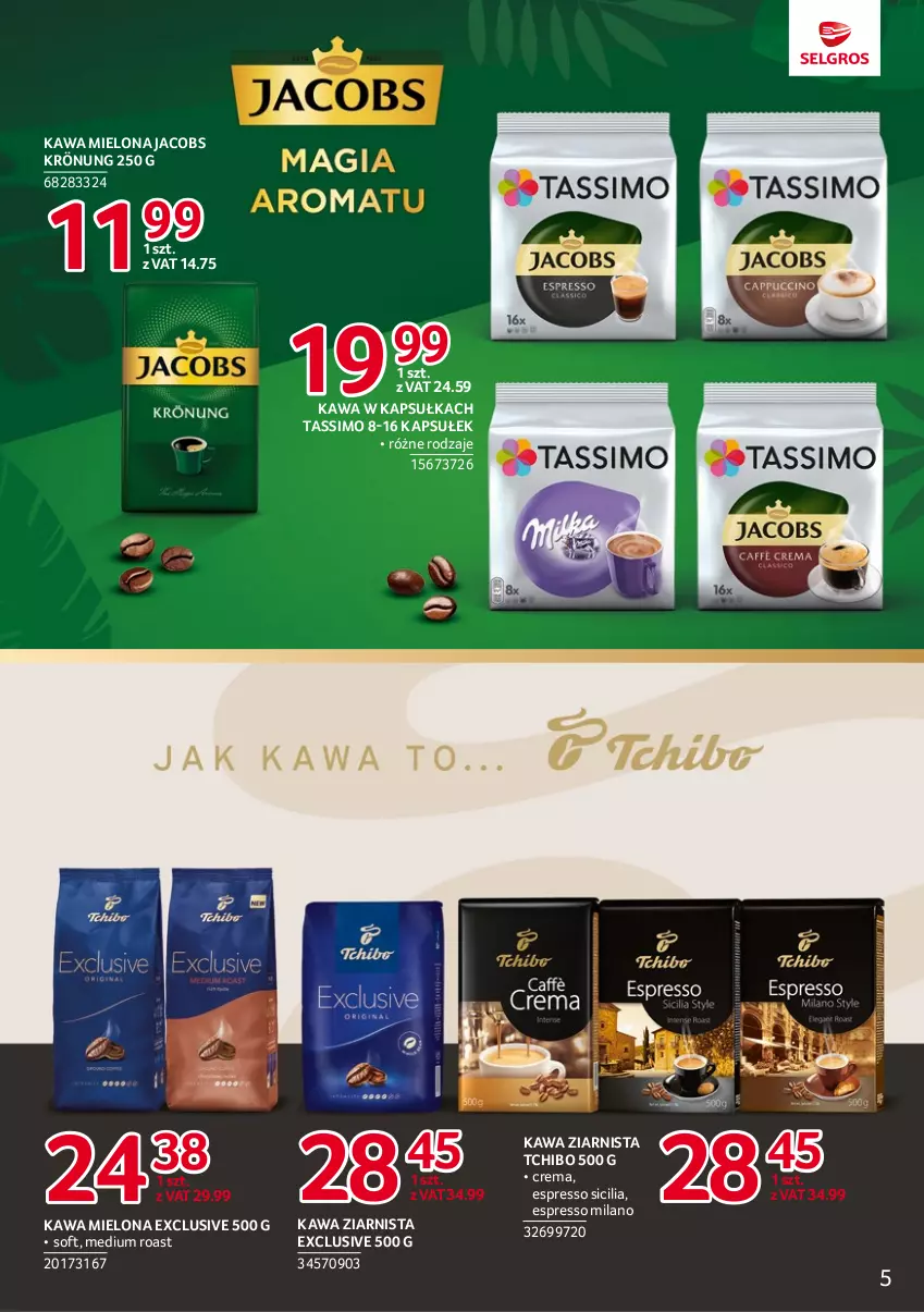 Gazetka promocyjna Selgros - Katalog Markowe Produkty - ważna 18.05 do 01.06.2023 - strona 5 - produkty: Jacobs, Jacobs Krönung, Kawa, Kawa mielona, Kawa ziarnista, Tassimo, Tchibo