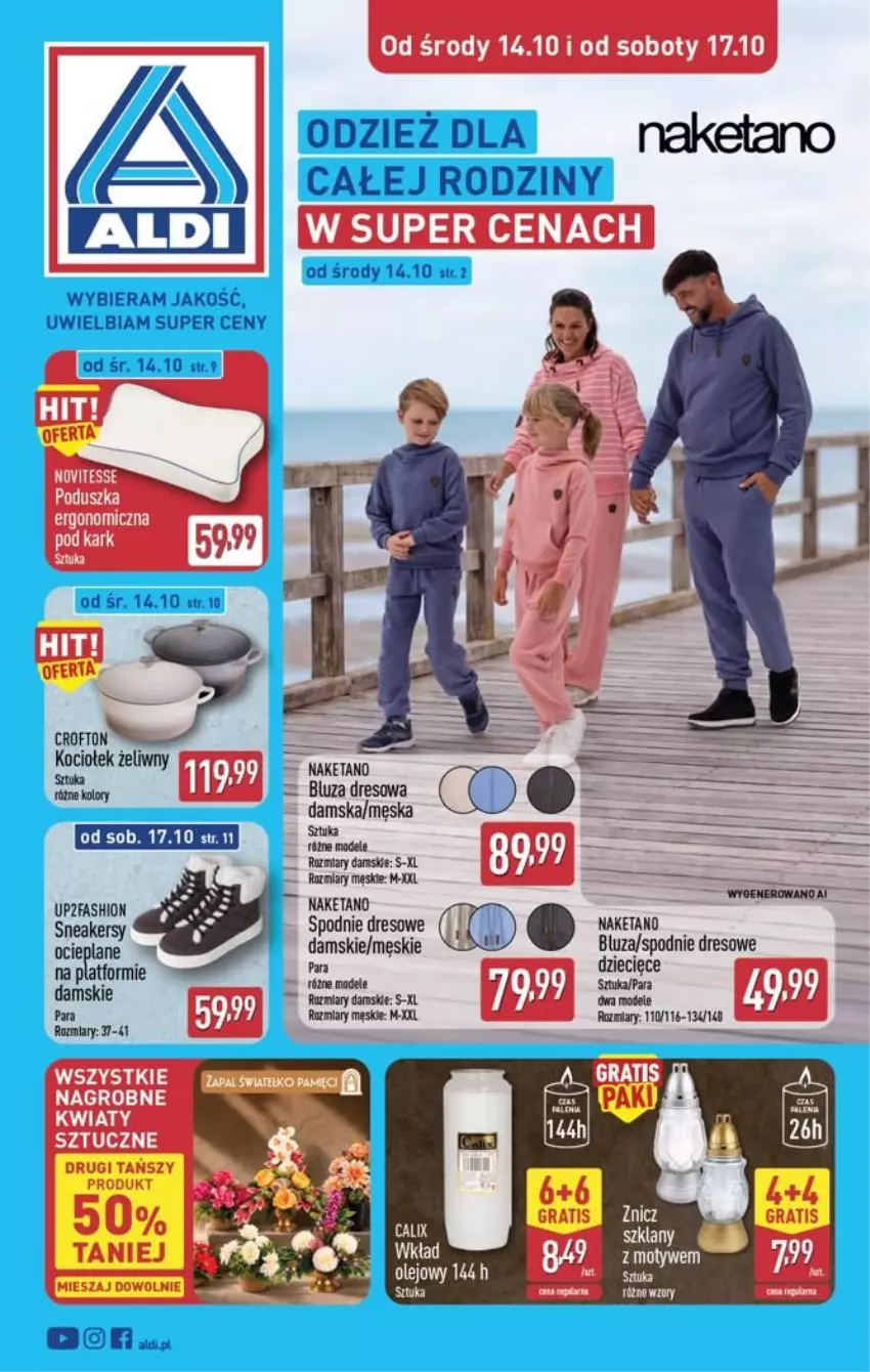 Gazetka promocyjna Aldi - Przygotuj się na kolejny tydzień! - ważna 14.10 do 17.10.2026 - strona 1 - produkty: Bluza, Bluza dresowa, Dres, Dzieci, Fa, Sneakersy, Spodnie, Spodnie dresowe