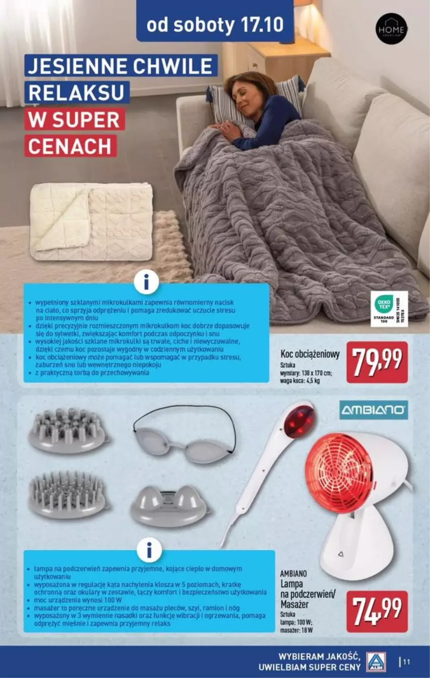 Gazetka promocyjna Aldi - Przygotuj się na kolejny tydzień! - ważna 14.10 do 17.10.2026 - strona 11 - produkty: Koc, Lampa, Masażer