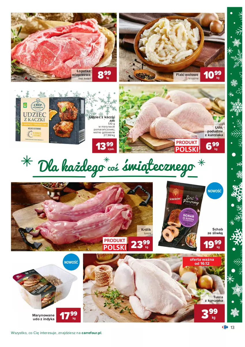 Gazetka promocyjna Carrefour - Gazetka Carrefour Okazje grudnia - ważna 01.12 do 31.12.2021 - strona 13 - produkty: Flaki, Flaki wołowe, Królik, Kurczak, Podudzie z kurczaka, Tusz