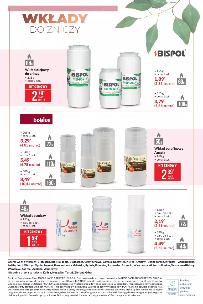 Gazetka promocyjna Makro - [Oferta specjalna] Znicze i kompozycje kwiatowe - ważna 05.10 do 18.10.2021 - strona 8 - produkty: Gra, Kosz, Olej, Papier, Piec, Rum, Sos, Szal, Wkład olejowy, Znicz