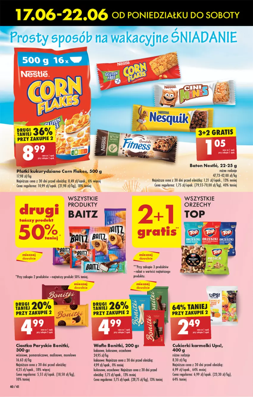 Gazetka promocyjna Biedronka - Od poniedzialku - ważna 17.06 do 22.06.2024 - strona 48 - produkty: Baton, Bonitki, Ciastka, Corn flakes, Cukier, Cukierki, Kokos, Top, Wafle