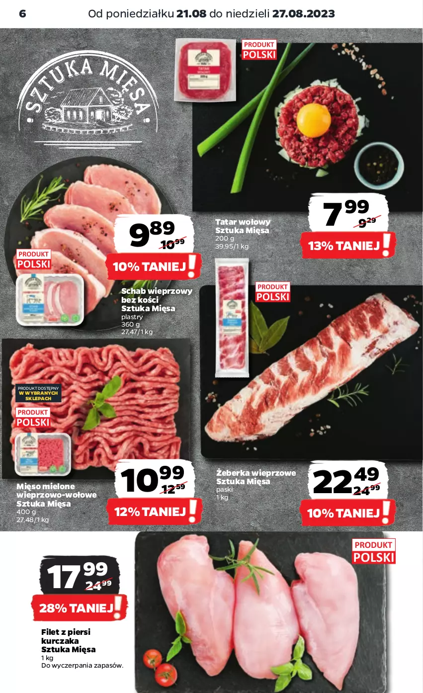 Gazetka promocyjna Netto - Artykuły spożywcze - ważna 21.08 do 27.08.2023 - strona 6 - produkty: Filet z piersi kurczaka, Kurczak, Mięso, Mięso mielone, Schab wieprzowy, Tatar wołowy