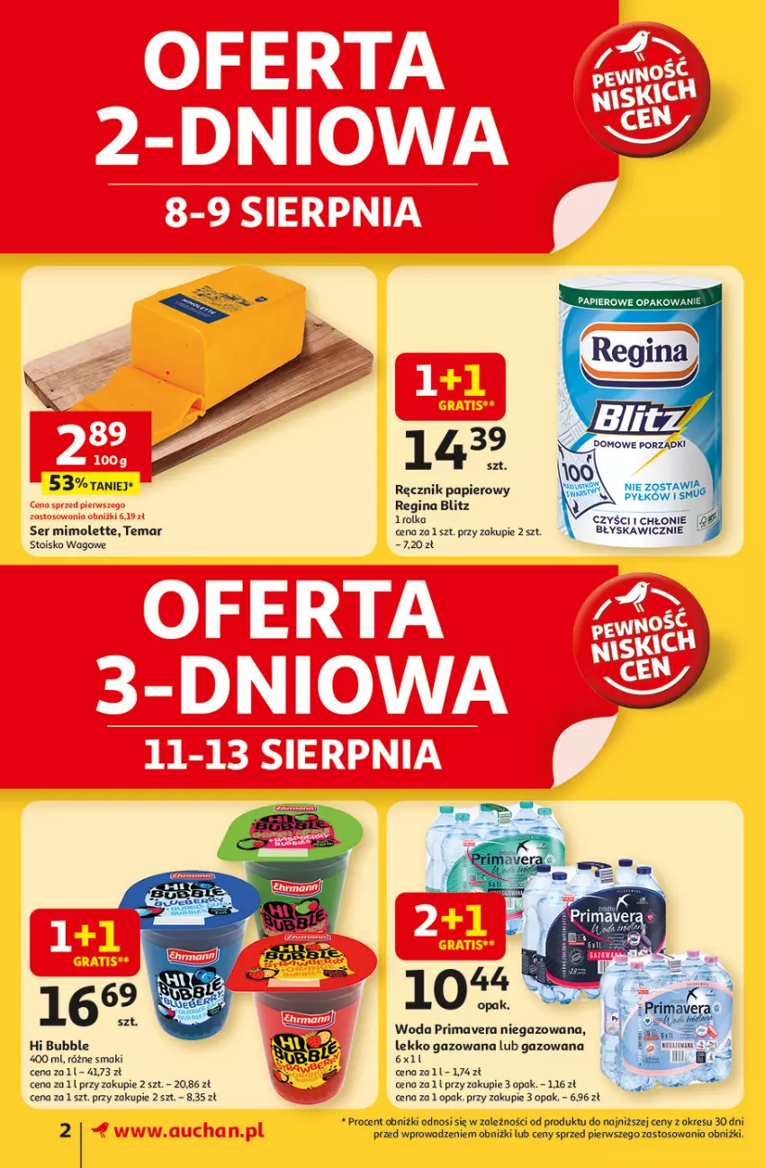 Gazetka promocyjna Auchan - Pewność niskich cen Supermarket - ważna 07.08 do 13.08.2025 - strona 2 - produkty: Gin, Mimolette, Papier, Prima, Primavera, Ręcznik, Ser, Woda