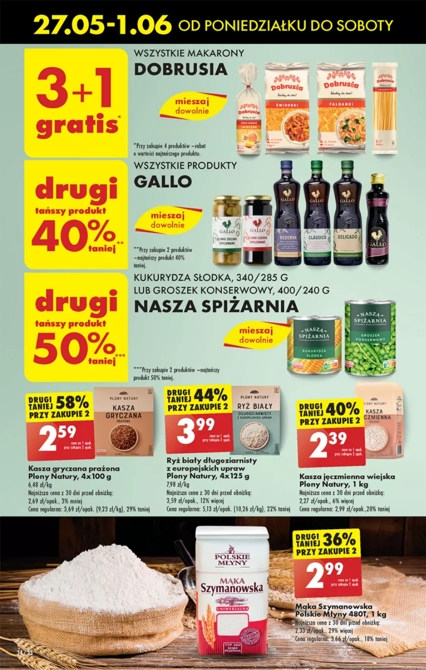 Gazetka promocyjna Biedronka - Od poniedzialku - ważna 27.05 do 01.06.2024 - strona 38 - produkty: Groszek, Gry, Kasza, Kasza gryczana, Kasza jęczmienna, Kukurydza, Mąka, Makaron, Obrus, Polskie Młyny, Ryż, Ryż biały, Ser