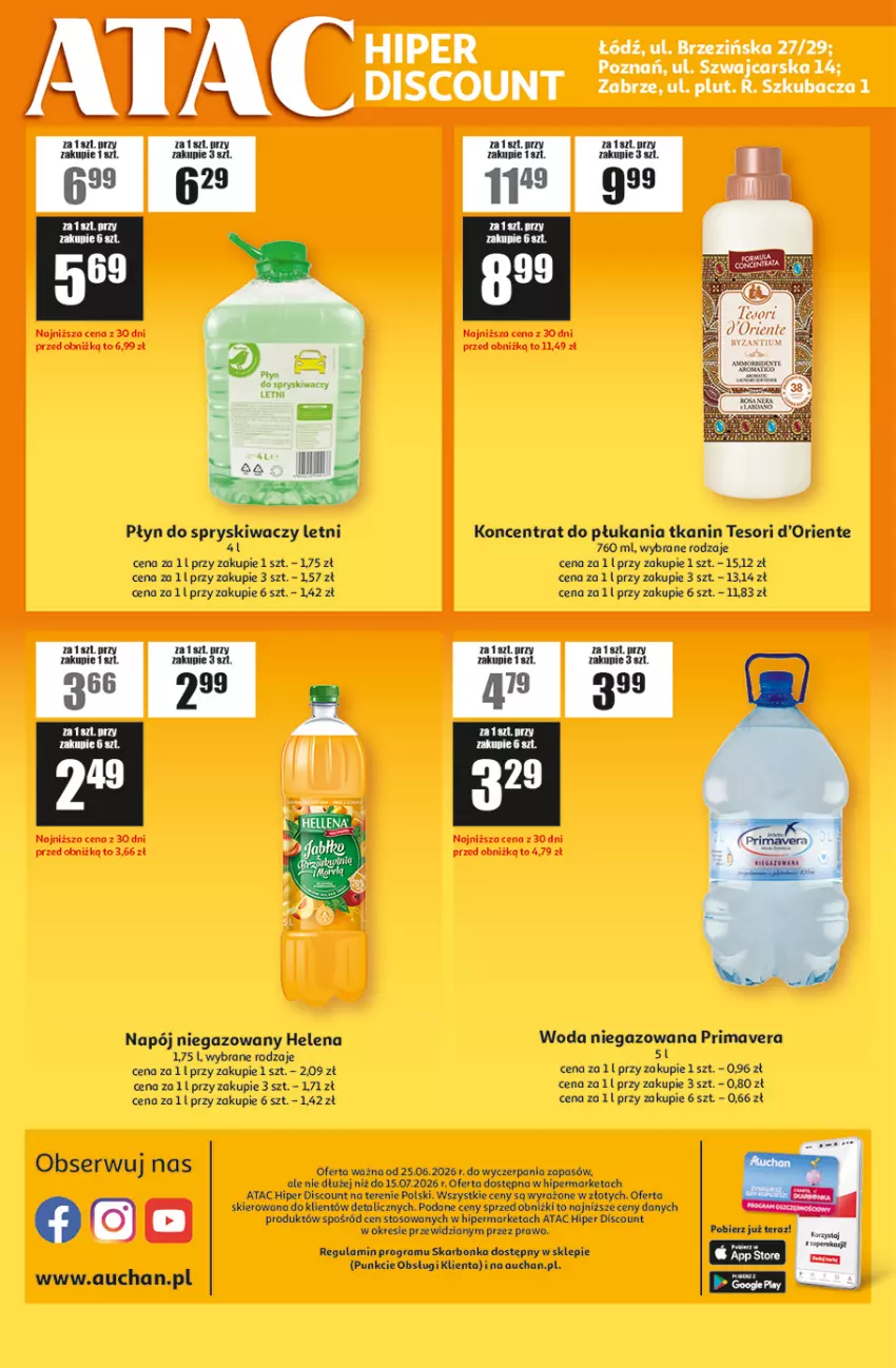 Gazetka promocyjna Auchan - ATAC Hiper Discount - ważna 25.06 do 15.07.2026 - strona 4 - produkty: Gra, Napój, Napój niegazowany, Płyn do spryskiwaczy, Prima, Primavera, Woda, Woda niegazowana