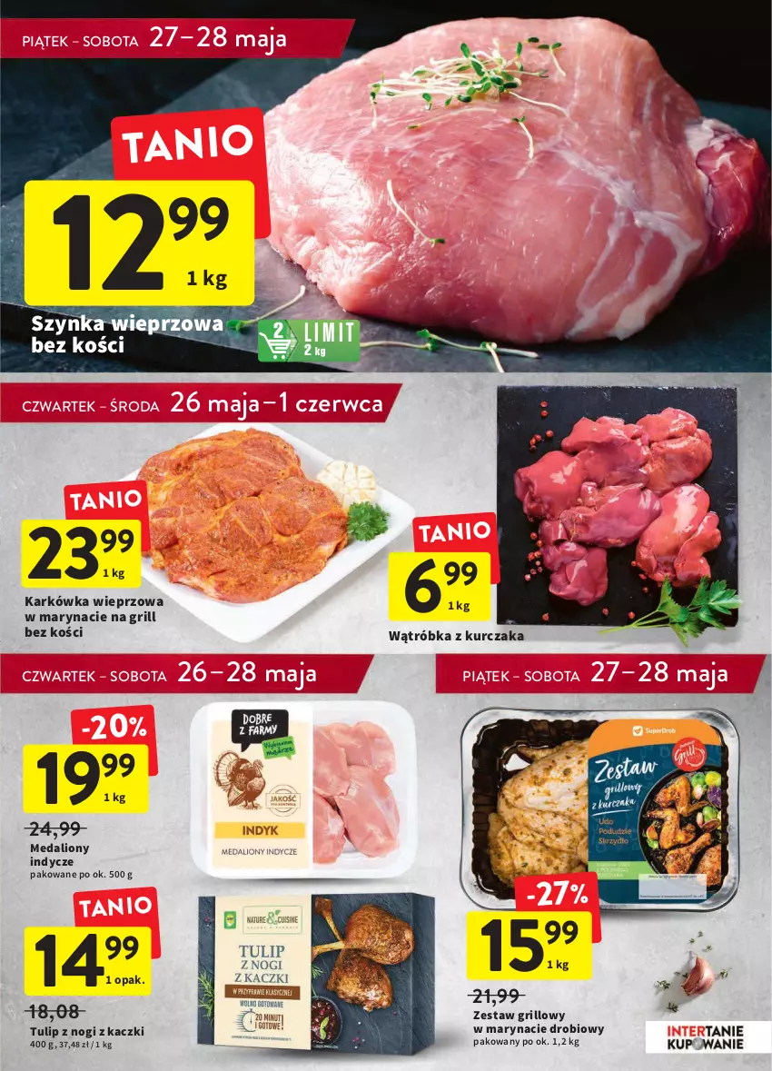 Gazetka promocyjna Intermarche - Dzien matki - ważna 25.05 do 01.06.2022 - strona 19 - produkty: Grill, Karkówka wieprzowa, Kurczak, Lion, Medaliony indycze, Szynka, Szynka wieprzowa