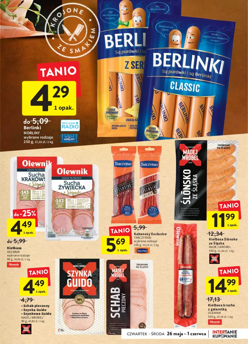 Gazetka promocyjna Intermarche - Dzien matki - ważna 25.05 do 01.06.2022 - strona 21 - produkty: Berlinki, Gala, Kabanos, Kiełbasa, Kiełbasa krucha, Madej Wróbel, Morliny, Olewnik, Piec, Schab pieczony, Szynka, Tarczyński