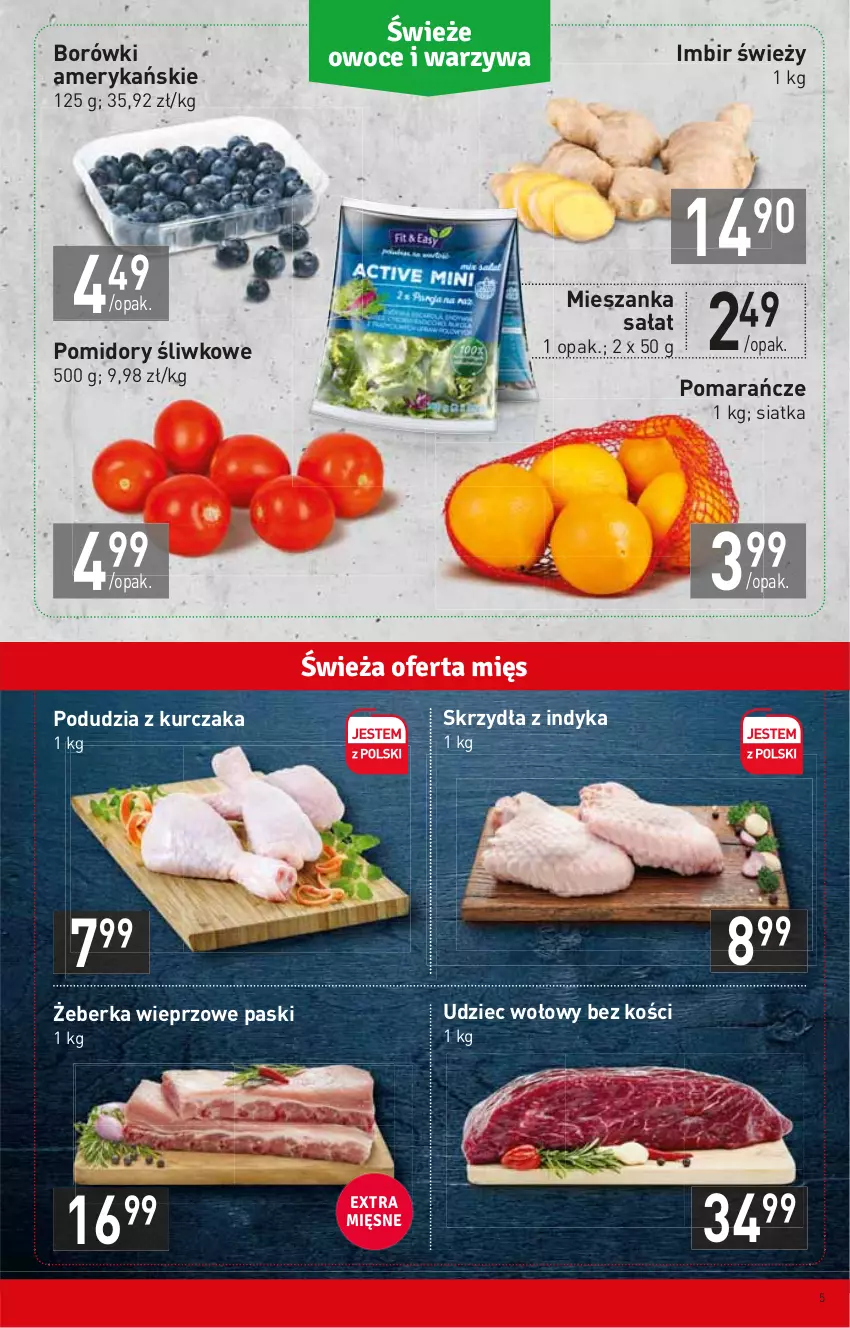 Gazetka promocyjna Stokrotka - Supermarket - ważna 10.02 do 16.02.2022 - strona 5 - produkty: Imbir, Kurczak, Mieszanka sałat, Pomarańcze, Pomidory, Sałat, Siatka, Udziec wołowy