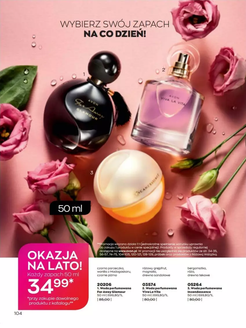 Gazetka promocyjna Avon - lipiec - ważna 01.07 do 31.07.2022 - strona 104 - produkty: Fa, Grejpfrut, Perfum, Por, Róża, Sandał, Woda, Woda perfumowana