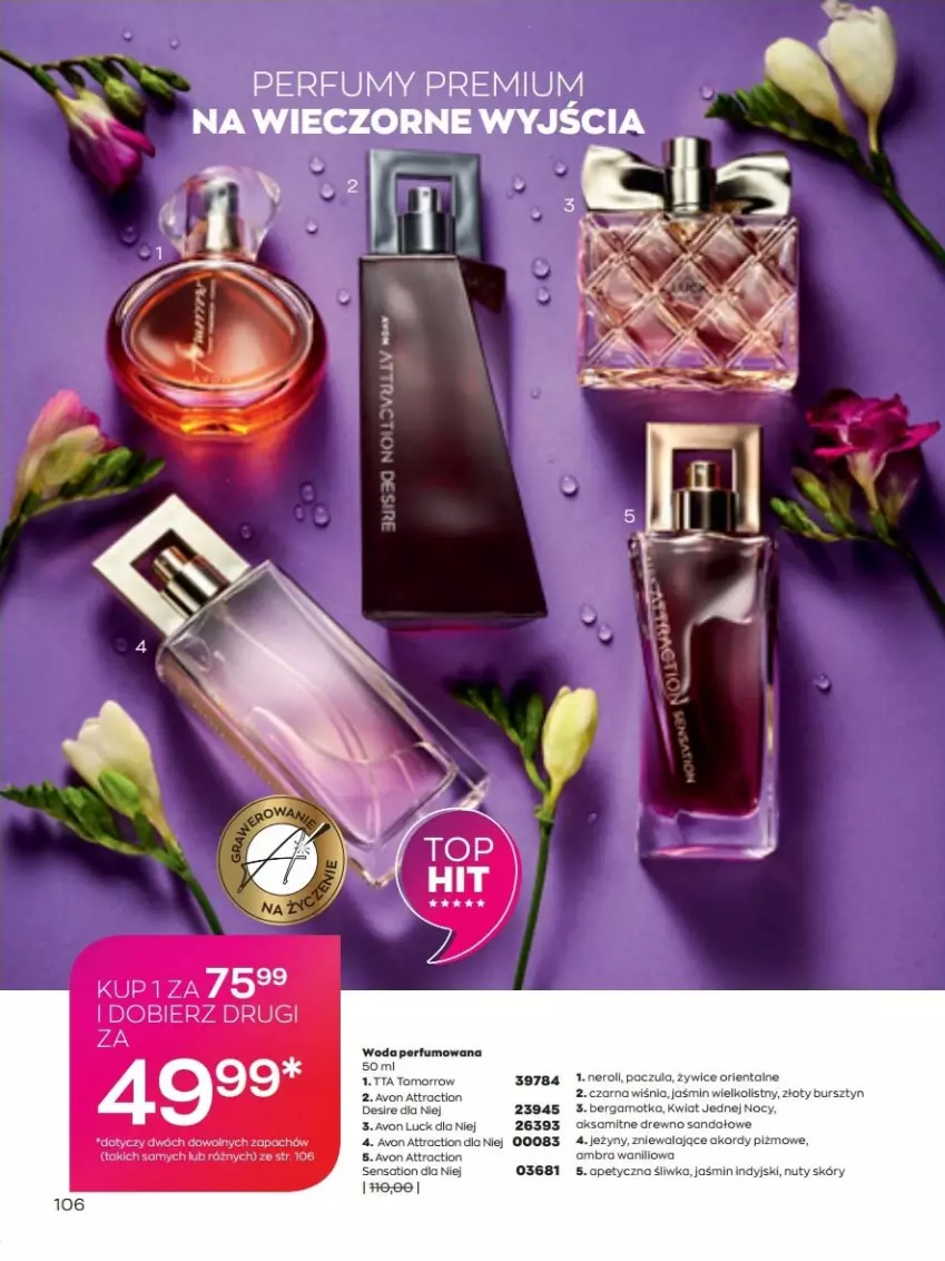 Gazetka promocyjna Avon - lipiec - ważna 01.07 do 31.07.2022 - strona 106 - produkty: Aksam, Bursztyn, Fa, Jeżyny, Nuty, Perfum, Sandał, Sati, Woda, Woda perfumowana