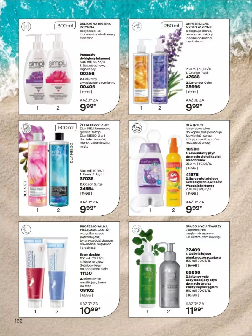 Gazetka promocyjna Avon - lipiec - ważna 01.07 do 31.07.2022 - strona 182 - produkty: Dzieci, Gra, Granat, Krem do stóp, Mango, Mars, Mydło, Mydło w płynie, Płyn do kąpieli, Płyn do mycia, Rum, Top