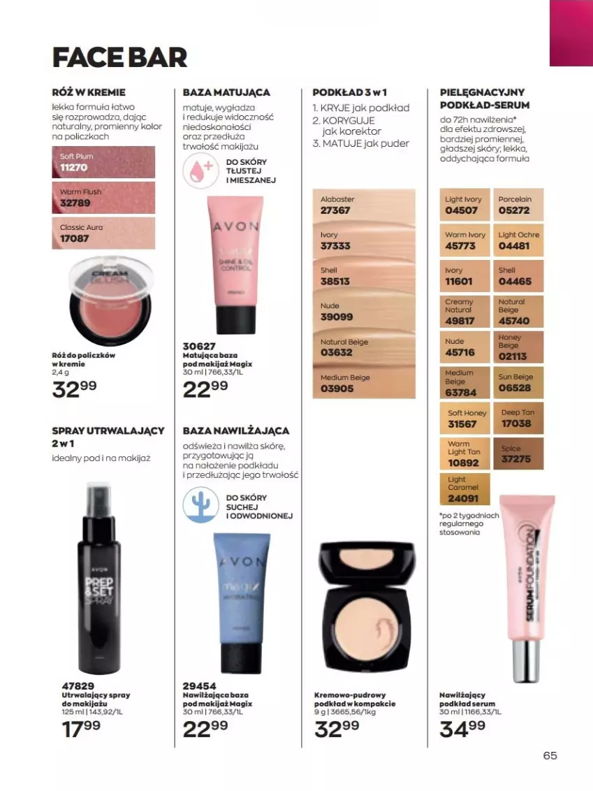 Gazetka promocyjna Avon - lipiec - ważna 01.07 do 31.07.2022 - strona 65 - produkty: Fa, Makijaż, Podkład, Puder, Rum, Ser, Serum