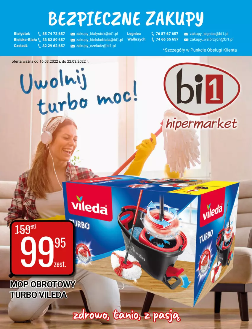 Gazetka promocyjna Bi1 - Uwolnij turbo moc - ważna 16.03 do 22.03.2022 - strona 1 - produkty: Mop, Piec, Vileda