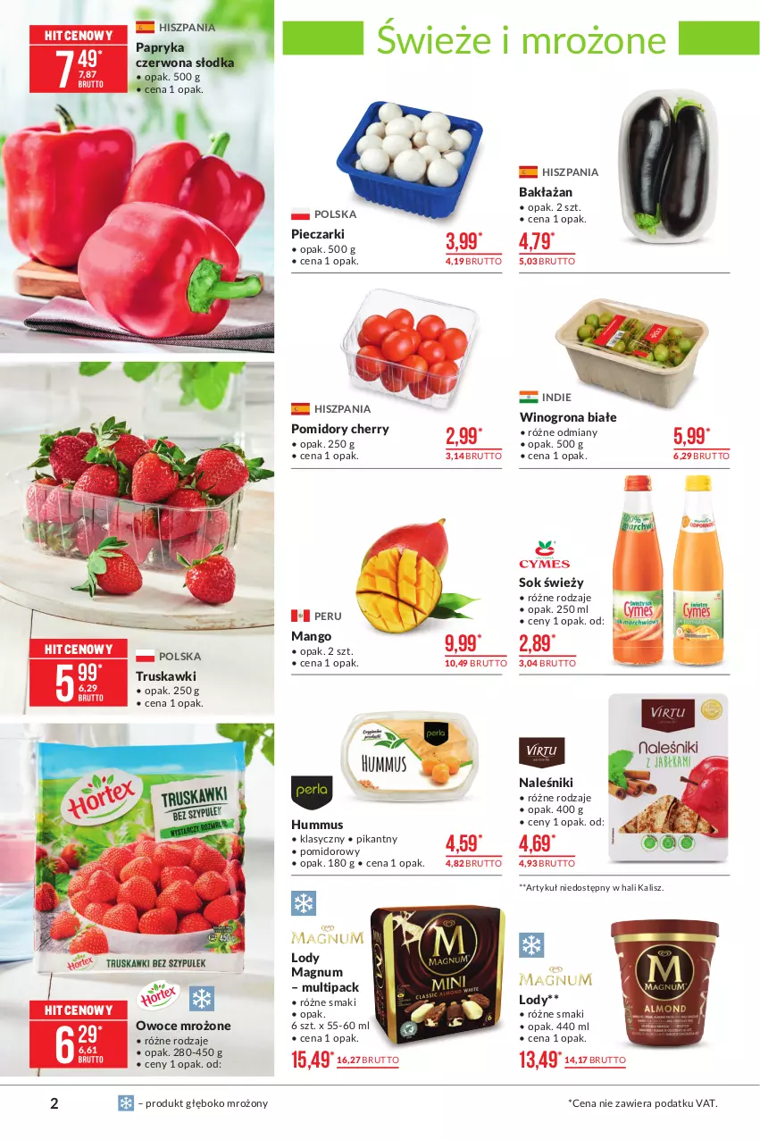 Gazetka promocyjna Makro - [Oferta promocyjna] Artykuły spożywcze - ważna 04.05 do 17.05.2021 - strona 2 - produkty: Hummus, Lody, Mango, Mus, Naleśniki, Owoce, Papryka, Papryka czerwona, Piec, Pomidory, Sok, Truskawki, Wino, Winogrona