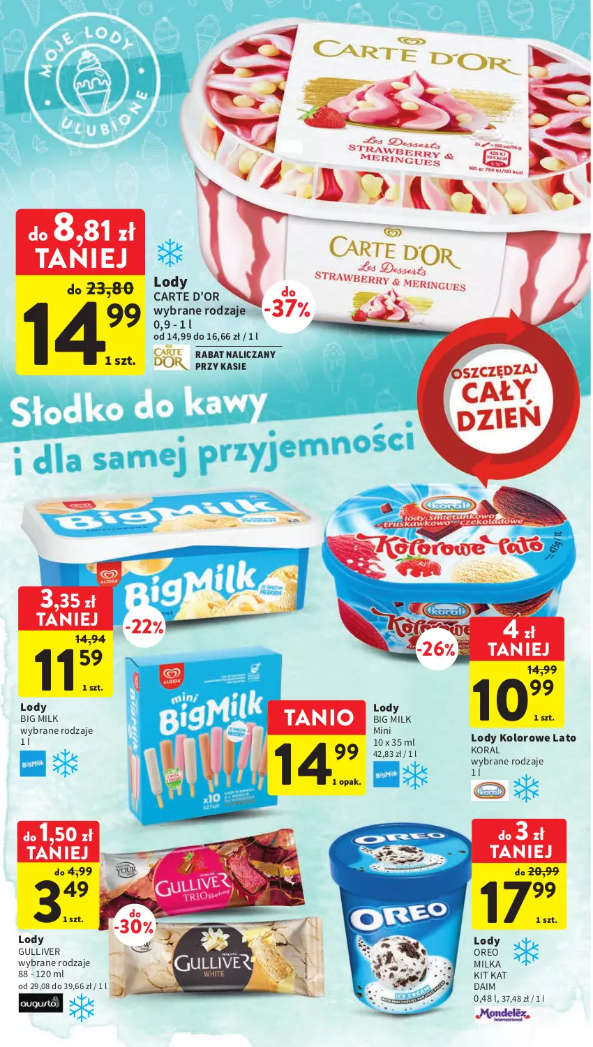 Gazetka promocyjna Intermarche - Gazetka Intermarche - ważna 12.04 do 19.04.2023 - strona 18 - produkty: Big Milk, Kit Kat, Lody, Milka, Oreo