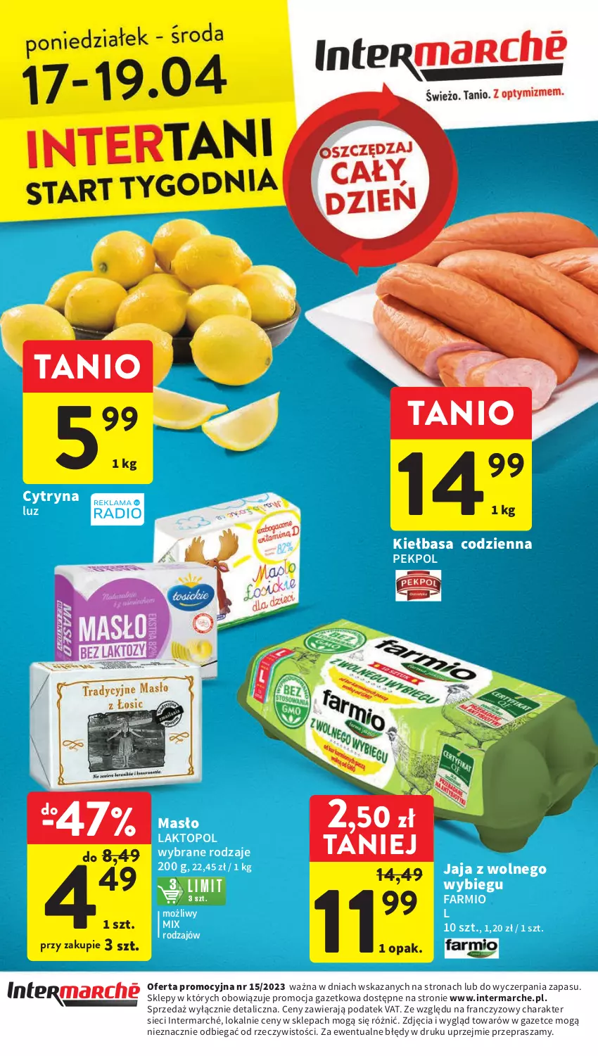 Gazetka promocyjna Intermarche - Gazetka Intermarche - ważna 12.04 do 19.04.2023 - strona 32 - produkty: Fa, Jaja, Jaja z wolnego wybiegu, Kiełbasa, Masło, Pekpol, Top