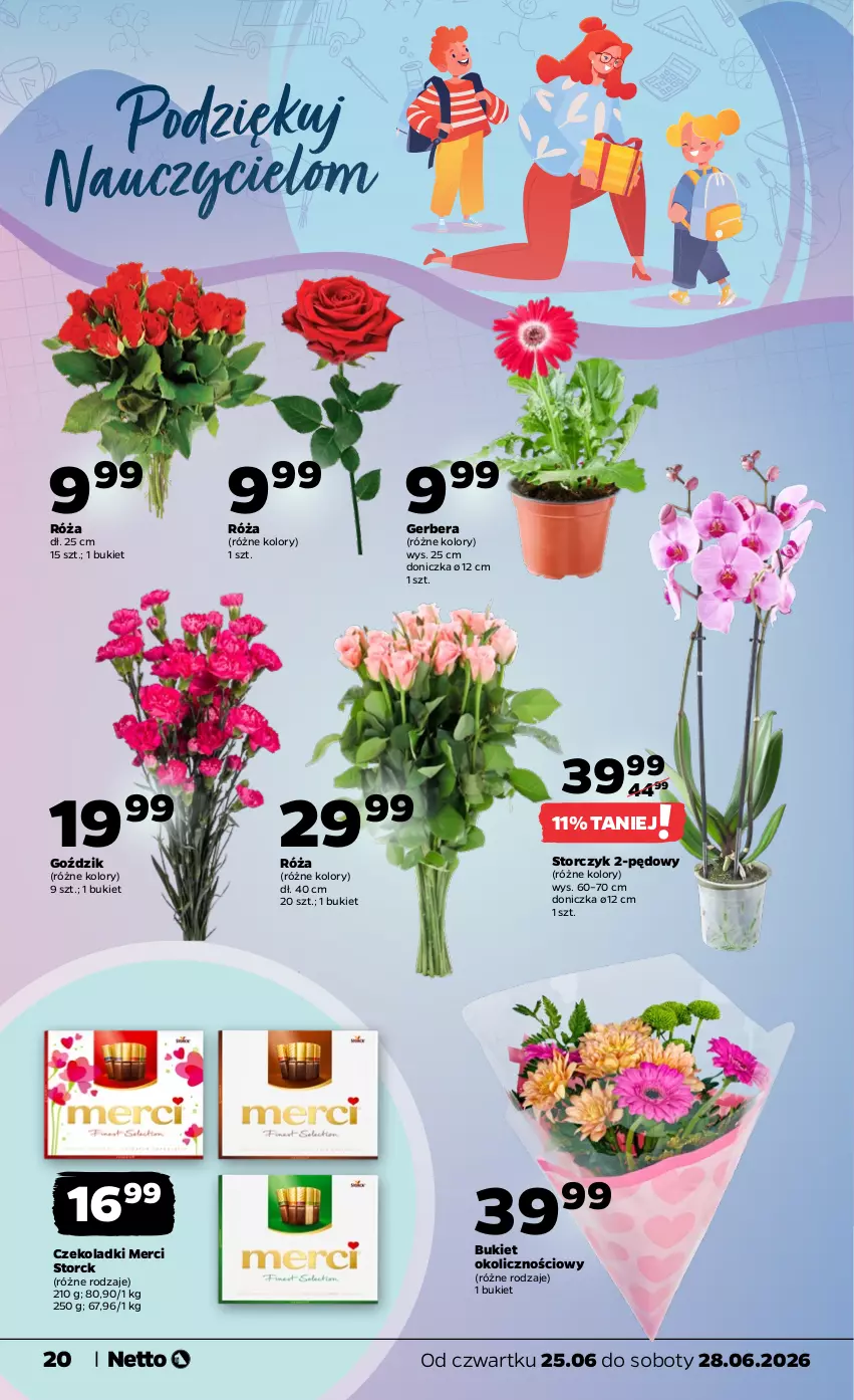 Gazetka promocyjna Netto - Od Czwartku - ważna 25.06 do 28.06.2026 - strona 20 - produkty: Bukiet, Gerber, Merci, Róża, Storczyk