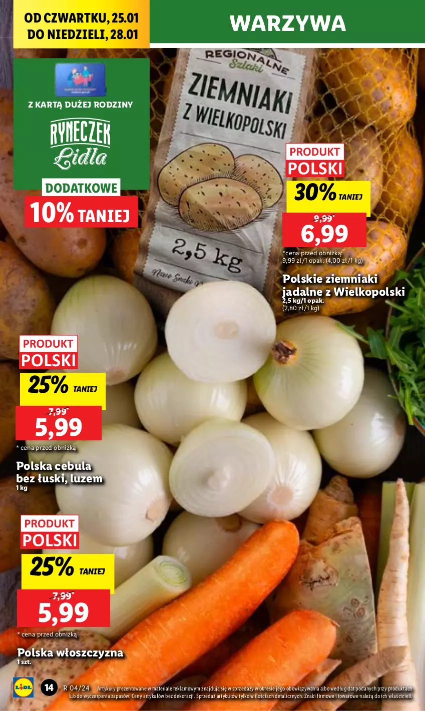 Gazetka promocyjna Lidl - GAZETKA - ważna 25.01 do 28.01.2024 - strona 14 - produkty: Cebula, Chleb, Ser, Warzywa, Ziemniaki