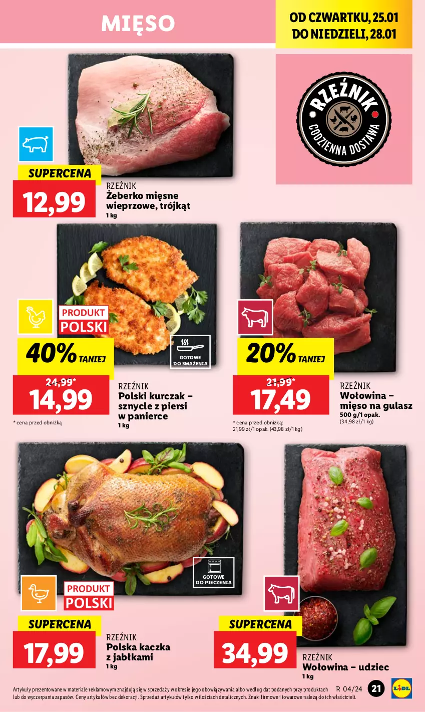 Gazetka promocyjna Lidl - GAZETKA - ważna 25.01 do 28.01.2024 - strona 21 - produkty: Jabłka, Kaczka, Kurczak, Mięso, Mięso na gulasz, Piec, Wołowina