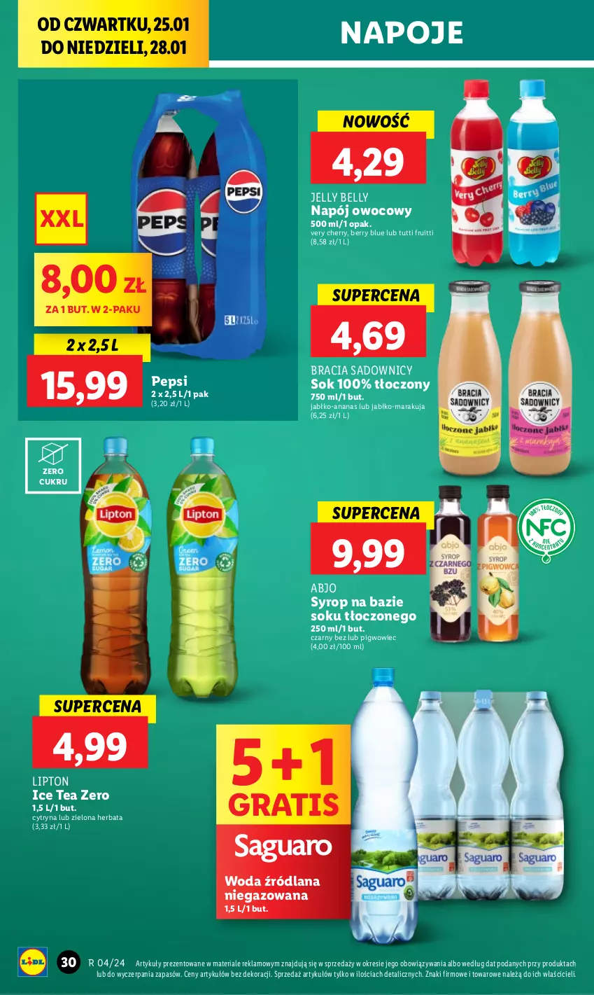 Gazetka promocyjna Lidl - GAZETKA - ważna 25.01 do 28.01.2024 - strona 30 - produkty: Ananas, Bell, Gra, Herbata, Ice tea, LANA, Lipton, Napój, Napoje, Pepsi, Pigwowiec, Sok, Syrop, Woda