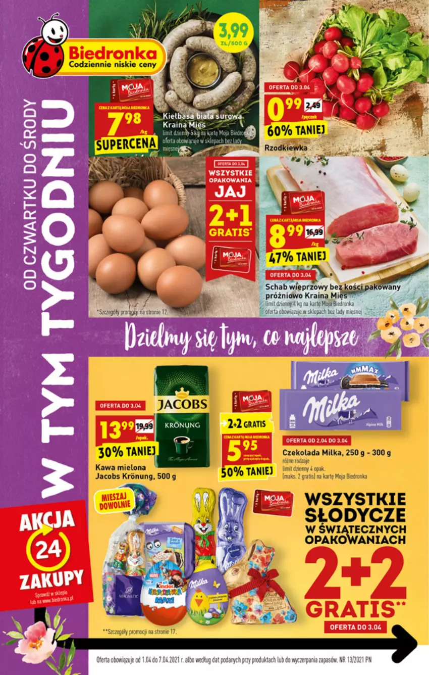 Gazetka promocyjna Biedronka - W tym tygodniu PN - ważna 01.04 do 07.04.2021 - strona 1 - produkty: Czekolada, Fa, Gra, Jacobs, Kawa, Kawa mielona, Milka