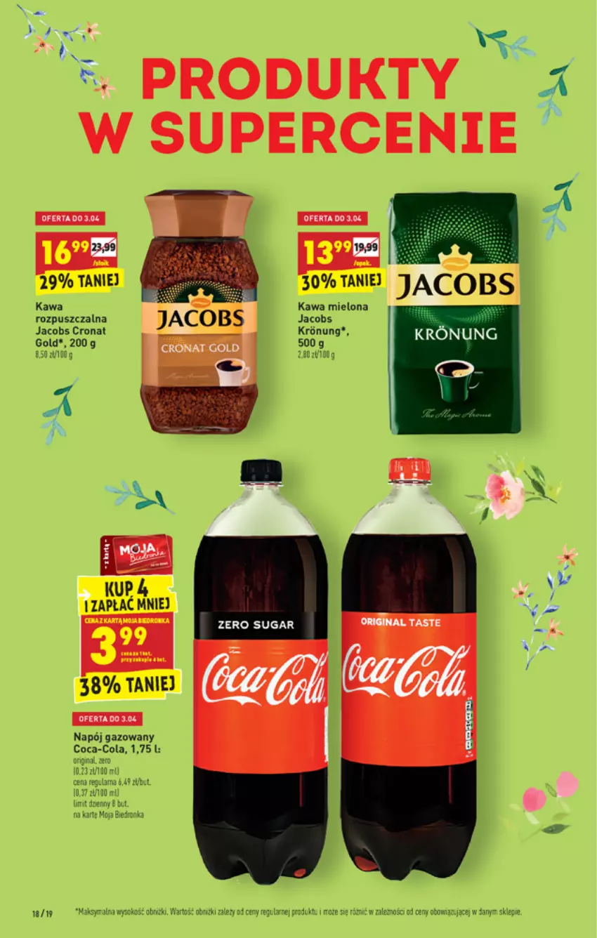 Gazetka promocyjna Biedronka - W tym tygodniu PN - ważna 01.04 do 07.04.2021 - strona 18 - produkty: Coca-Cola, Jacobs, Kawa, Kawa mielona, Napój, Napój gazowany, Sok
