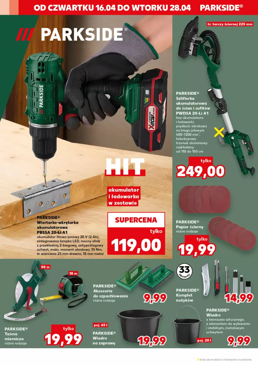 Gazetka promocyjna Kaufland - Kaufland - ważna 16.04 do 28.04.2026 - strona 14 - produkty: Akumulator, Noż, Papier, Papier ścierny, Parkside, Szlifierka, Taśma miernicza, Teleskop, Warka