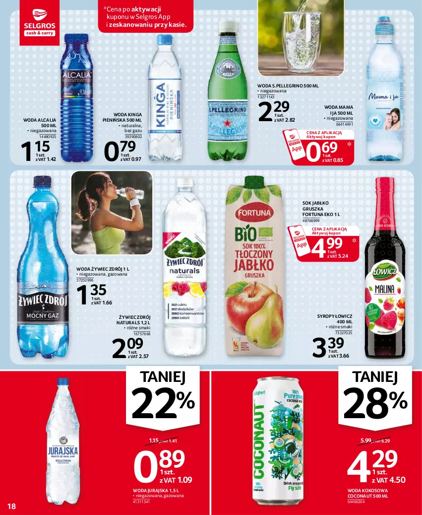 Gazetka promocyjna Selgros - Oferta spożywcza - ważna 24.06 do 07.07.2021 - strona 18 - produkty: Fortuna, Kokos, LG, Sok, Syrop, Syropy, Woda