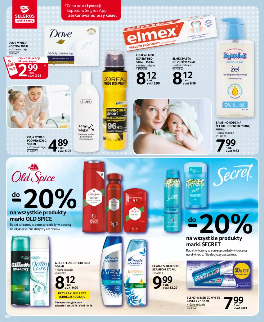 Gazetka promocyjna Selgros - Oferta spożywcza - ważna 24.06 do 07.07.2021 - strona 26 - produkty: Blend-a-Med, Dove, Elmex, Gillette, L’Oréal, LG, Mydło, Old Spice, Pasta do zębów, Szampon, Ziaja