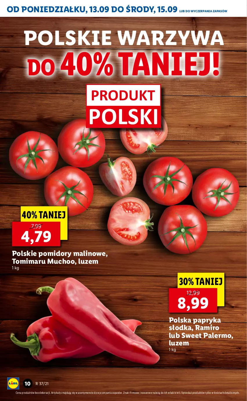 Gazetka promocyjna Lidl - GAZETKA - ważna 13.09 do 15.09.2021 - strona 10 - produkty: Papryka, Papryka słodka, Pomidory, Warzywa