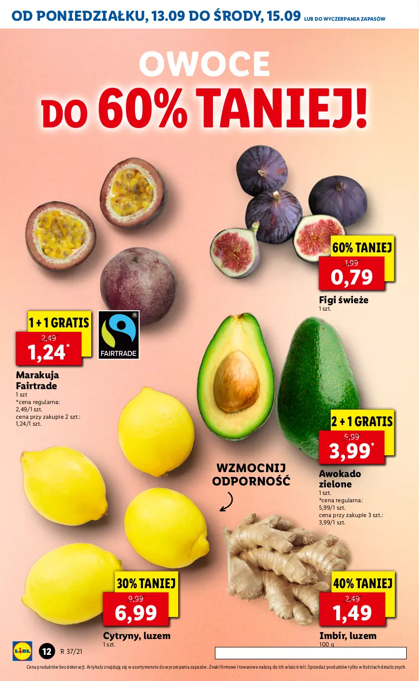 Gazetka promocyjna Lidl - GAZETKA - ważna 13.09 do 15.09.2021 - strona 12 - produkty: Cytryny, Fa, Figi, Gra, Imbir, Owoce, Por