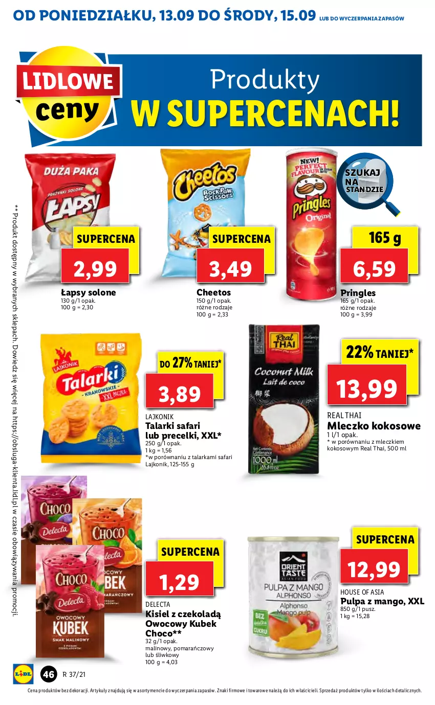 Gazetka promocyjna Lidl - GAZETKA - ważna 13.09 do 15.09.2021 - strona 46 - produkty: Cheetos, Delecta, Fa, House of Asia, Kisiel, Kokos, Kubek, Lajkonik, Mango, Mleczko, Por, Precelki, Pringles