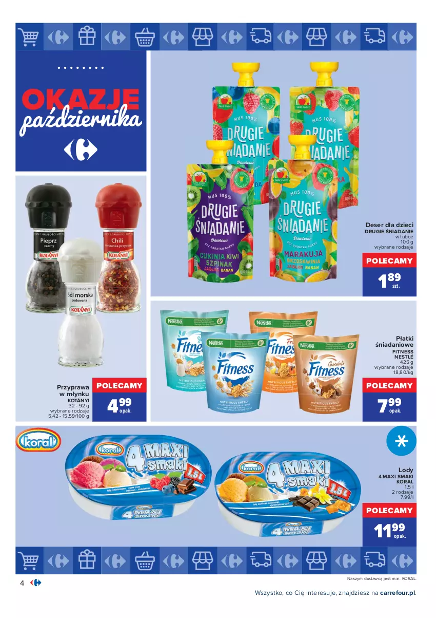 Gazetka promocyjna Carrefour - Gazetka Okazje października - ważna 01.10 do 30.10.2021 - strona 4 - produkty: Danio, Deser, Dzieci, Kotányi, Lody, Nestlé, Ser