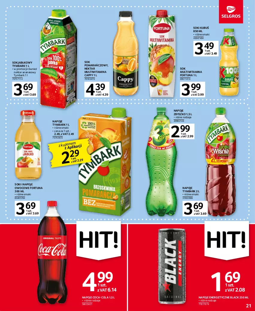 Gazetka promocyjna Selgros - Oferta spożywcza - ważna 04.05 do 17.05.2023 - strona 21 - produkty: Ananas, Cappy, Coca-Cola, Fortuna, Kubuś, Lack, Napoje, Nektar, Sok, Sok jabłkowy, Sok pomarańczowy, Tymbark