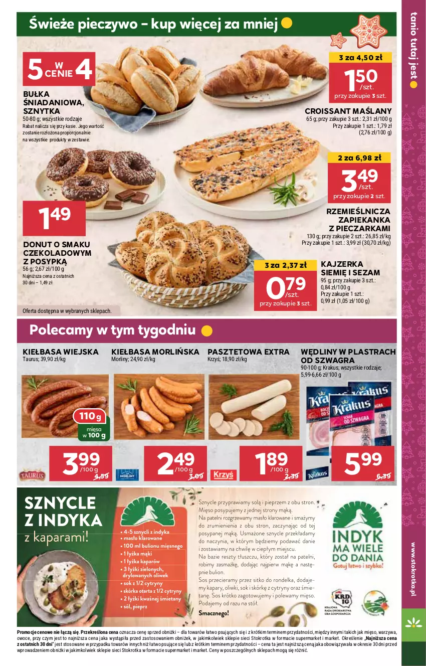 Gazetka promocyjna Stokrotka - Supermarket - ważna 21.11 do 27.11.2024 - strona 11 - produkty: Bułka, Croissant, Danio, Donut, Gra, Kajzerka, Kiełbasa, Kiełbasa wiejska, Mięso, Owoce, Pasztet, Piec, Pieczarka, Pieczywo, Por, Sezam, Warzywa, Zapiekanka