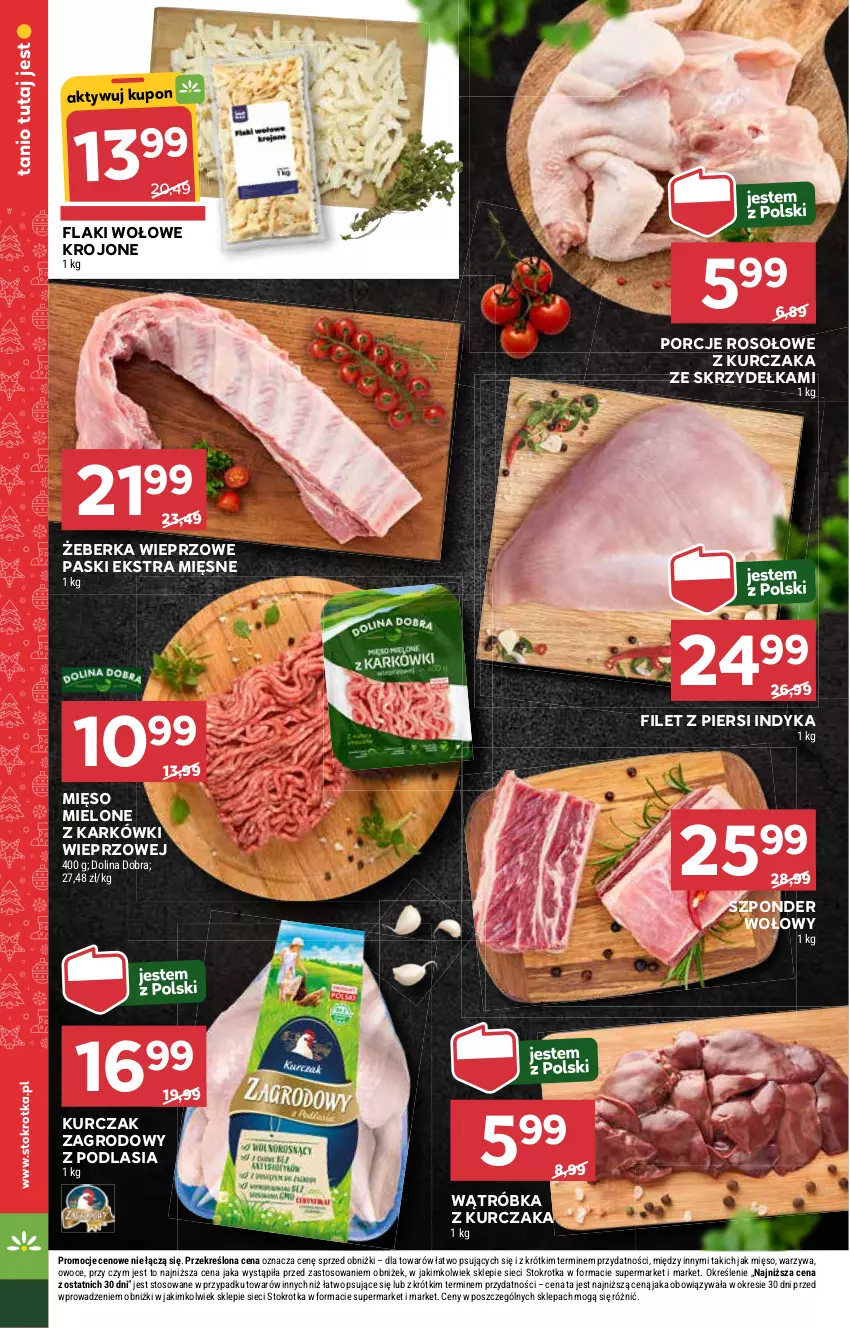 Gazetka promocyjna Stokrotka - Supermarket - ważna 21.11 do 27.11.2024 - strona 12 - produkty: Filet z piersi indyka, Flaki, Flaki wołowe, Kurczak, Mięso, Mięso mielone, Owoce, Por, Szponder wołowy, Warzywa