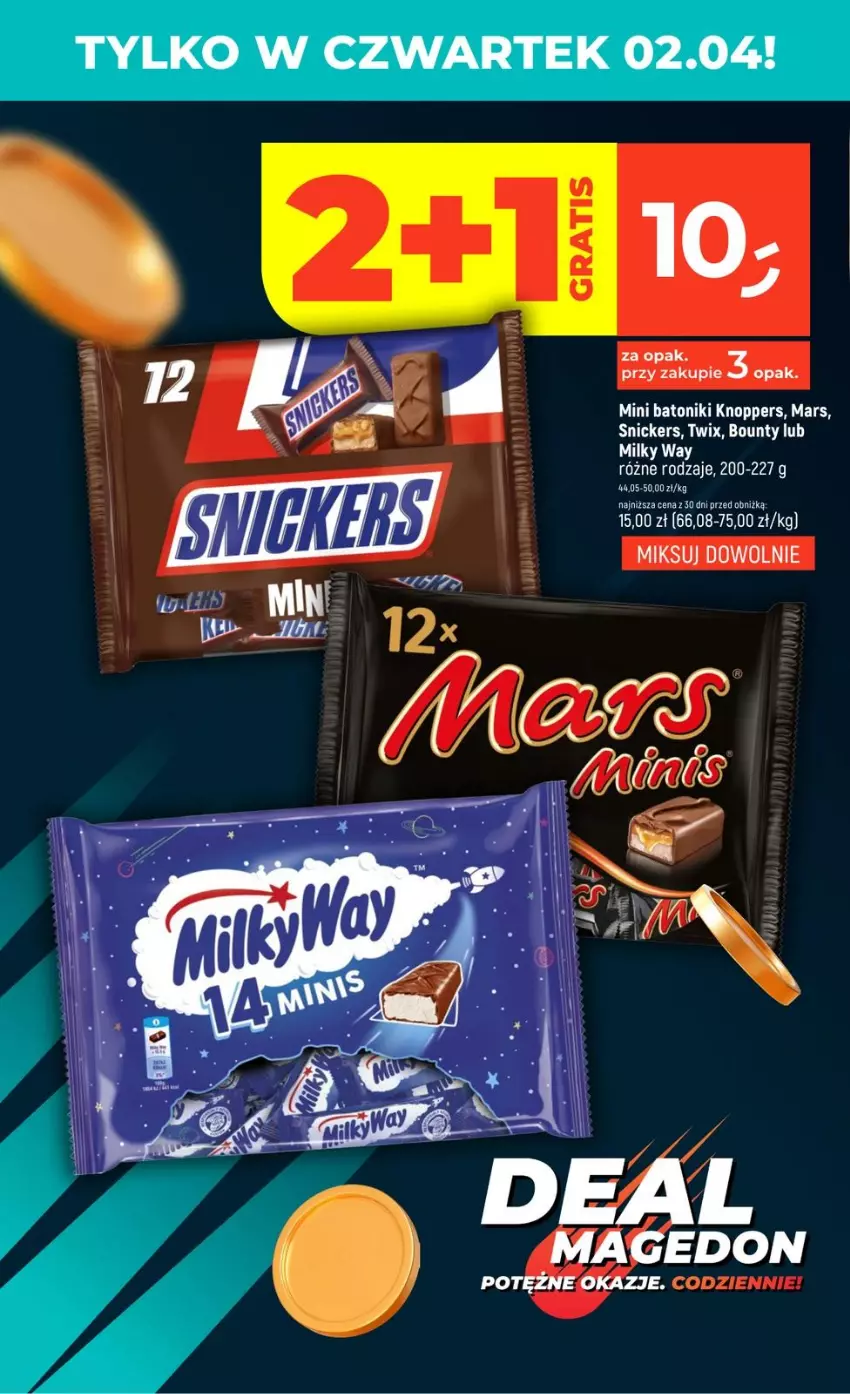 Gazetka promocyjna Dealz - DEALMAGEDON - ważna 02.04 do 08.04.2026 - strona 2 - produkty: Baton, Bounty, Knoppers, Mars, Milky Way, Snickers, Tonik, Twix