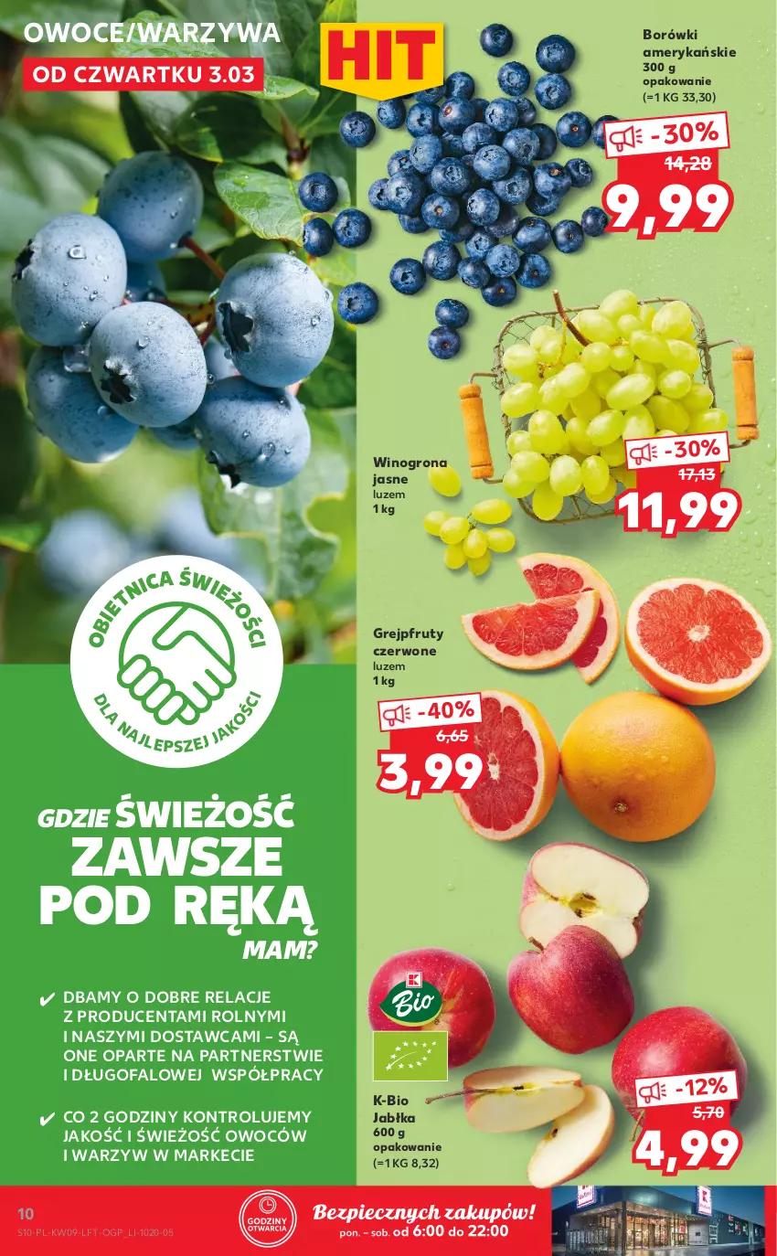 Gazetka promocyjna Kaufland - OFERTA TYGODNIA - ważna 03.03 do 09.03.2022 - strona 10 - produkty: Fa, Grejpfrut, Jabłka, Owoce, Piec, Warzywa, Wino, Winogrona