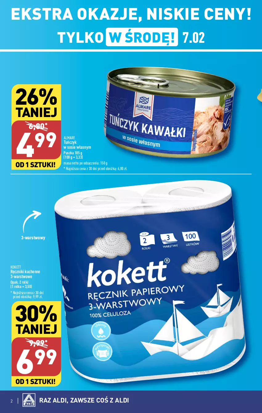 Gazetka promocyjna Aldi - Pełna oferta - ważna 05.02 do 10.02.2024 - strona 2 - produkty: Ręcznik, Rolki, Sos, Tuńczyk