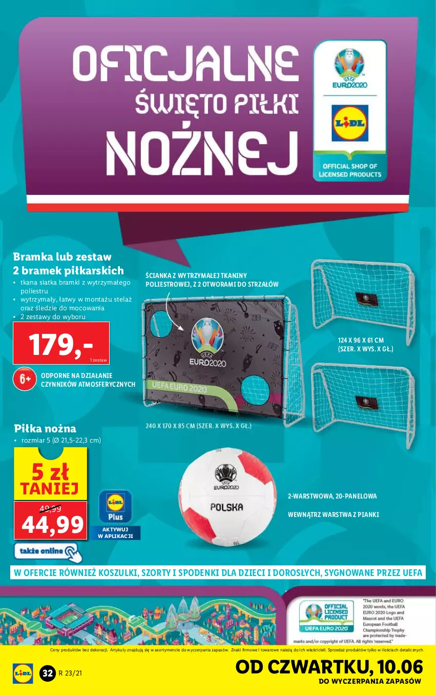 Gazetka promocyjna Lidl - GAZETKA - ważna 07.06 do 12.06.2021 - strona 32 - produkty: Bramka, Dzieci, Fa, Kosz, Noż, Piłka nożna, Por, Ramka, Siatka, Strzałów, Szorty