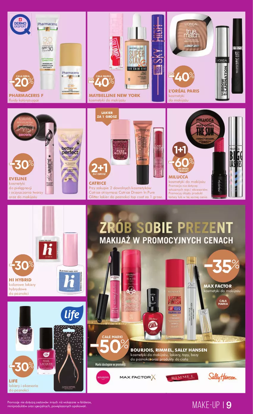 Gazetka promocyjna Super Pharm - ważna 13.12 do 26.12.2024 - strona 9 - produkty: Acer, Bell, Bourjois, Catrice, Eveline, Fa, Kosmetyki do pielęgnacji, L’Oréal, Lakier, Lakier do paznokci, Makijaż, Max Factor, Maybelline, Pharmaceris, Pur, Sally Hansen, Ser, Top